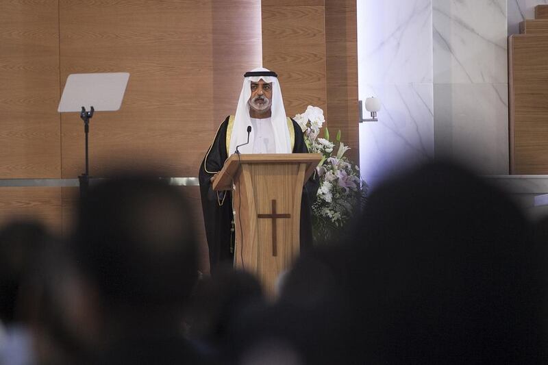 Sheikh Nahyan said the church ‘highlights UAE leaders’ religious tolerance’. ona Al Marzooqi / The National
