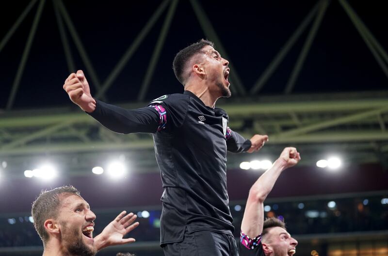 West Ham goalscorer Pablo Fornals celebrates. PA