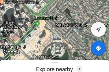 Google Maps reports heavy traffic in JLT, Dubai. Courtesy Google Maps  