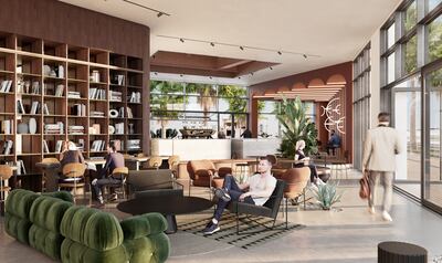 A rendering of a lounge area in Cartel Coffee Roasters branch in Al Qana. Courtesy Al Qana