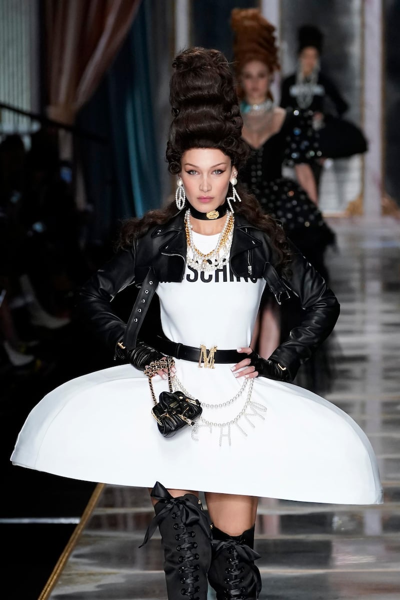 Bella Hadid walks the runway during the Moschino fashion show as part of Milan Fashion Week on February 20, 2020. Getty Images
