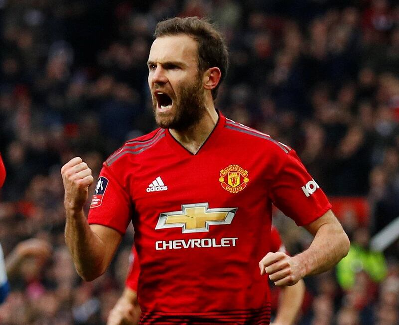 Soccer Football - FA Cup Third Round - Manchester United v Reading - Old Trafford, Manchester, Britain - January 5, 2019  Manchester United's Juan Mata celebrates scoring their first goal   REUTERS/Phil Noble