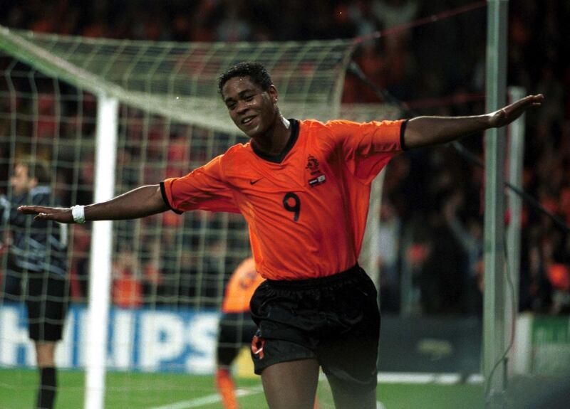 25 Apr 2001:  Patrick Kluivert of Holland celebrates scoring during the match between Holland and Cyprus in the World Cup European qualifying group two at the Philips Stadium, Eindhoven, Holland. Mandatory Credit: Craig Prentis/ALLSPORT