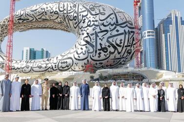 Sheikh Hamdan bin Mohammed, Crown Prince of Dubai, pictured during a tour of the Museum of the Future, believes the facility will be a global destination after its planned opening later this year. 