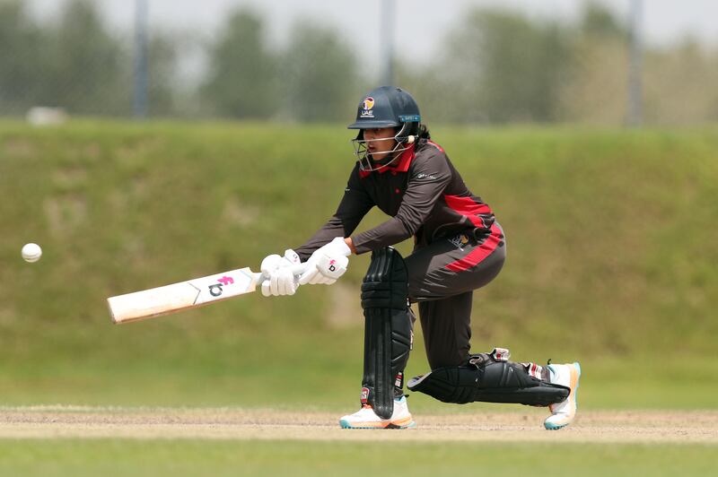 UAE's Esha Oza remained not out on 28 chasing 63. 