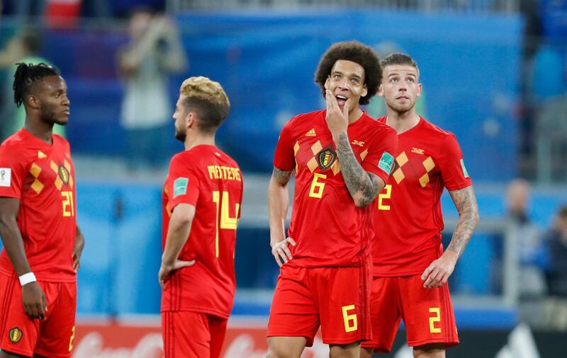 Dejected Belgium players after the final whistle. AP Photo