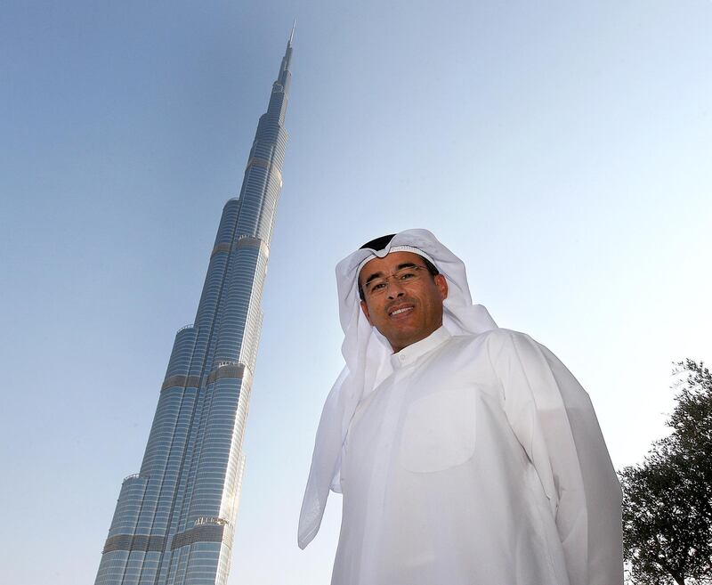 
DUBAI, UNITED ARAB EMIRATES – Dec 30: Mohamed Ali Alabbar, Chairman of Emaar Properties PJSC at his office in Emaar Square in Dubai. Also seen in the photo Burj Dubai on his left. (Pawan Singh / The National) For Business. Story by Wayne Arnold *** Local Caption ***  PS3012- ALABBAR01.jpgBZ04JA P04 ALABAAR 01.jpg
