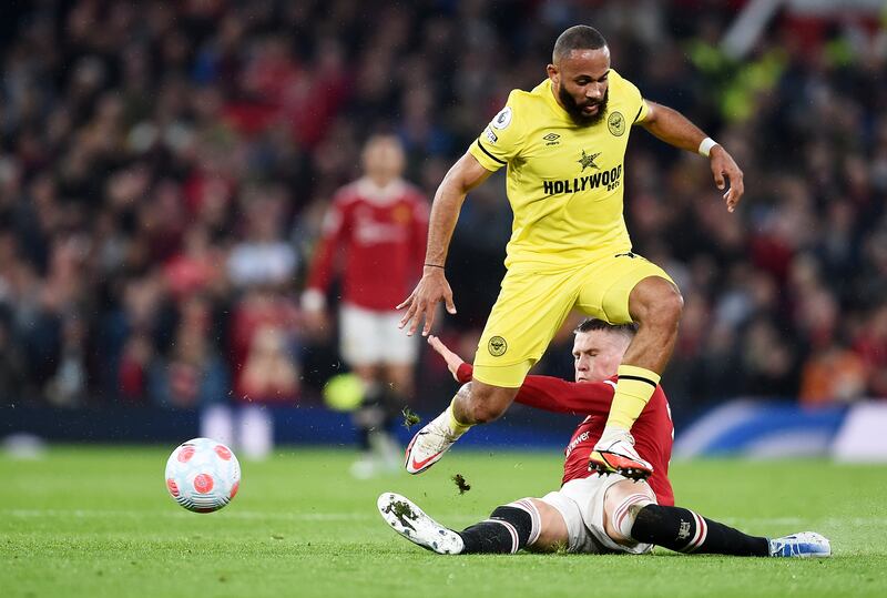 Bryan Mbeumo - 6, Rose well but headed wide and hit the side netting after beating Fernandes. Almost found Eriksen with a good cross. EPA