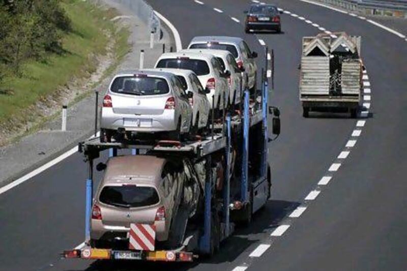 A truck full of new Renault cars. Reuters