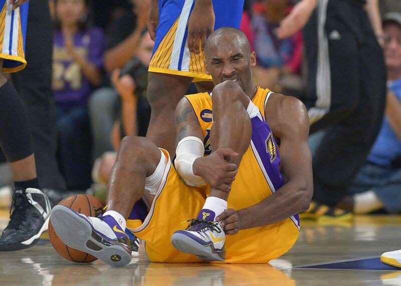 Kobe Bryant suffered his original knee injury on April 12, 2013 against the Golden State Warriors. Mark J Terrill / AP