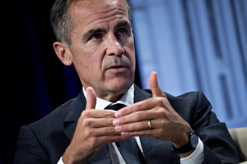 Mark Carney, governor of the Bank of England (BOE), speaks during a discussion at a Michel Camdessus Central Banking Lecture series at the International Monetary Fund in Washington, D.C., U.S., on Monday, Sept. 18, 2017. Carney said Brexit is undermining the U.K.'s supply capacity, making it harder for the economy to grow without generating inflationary pressures. Photographer: Andrew Harrer/Bloomberg