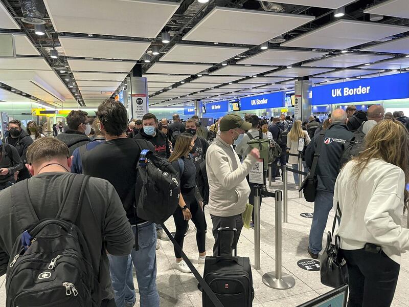 Queues at the UK border at Heathrow Airport, London, on Monday. Courtesy Richard Bradley