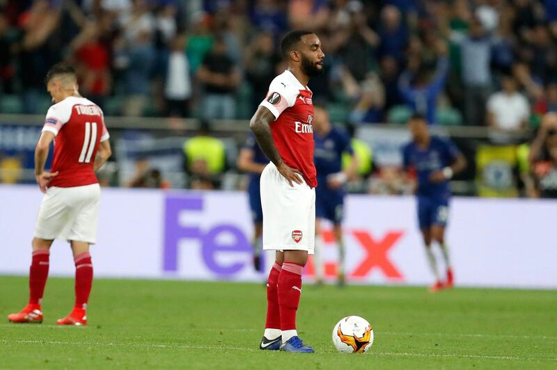 Alexandre Lacazette 6/10. Arsenal’s most dangerous threat, the French striker looked sharp from the offset and were it not for some late Chelsea blocks, could have got on the scoresheet. Was severely lacking support. AP Photo