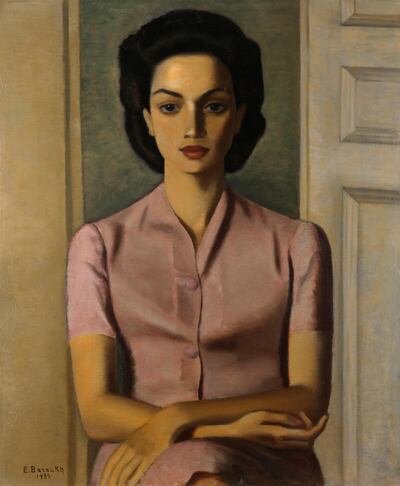 Ezekiel Baroukh. Portrait de Mademoiselle AC, 1939, oil on board, 80 x 65 cm. Courtesy Barjeel Art Foundation, Sharjah