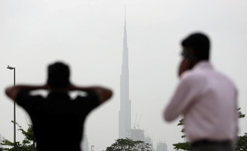 DUBAI, UNITED ARAB EMIRATES , Feb 10  – 2020 :-  Dusty and cloudy weather in Dubai. (Pawan  Singh / The National) For News. 