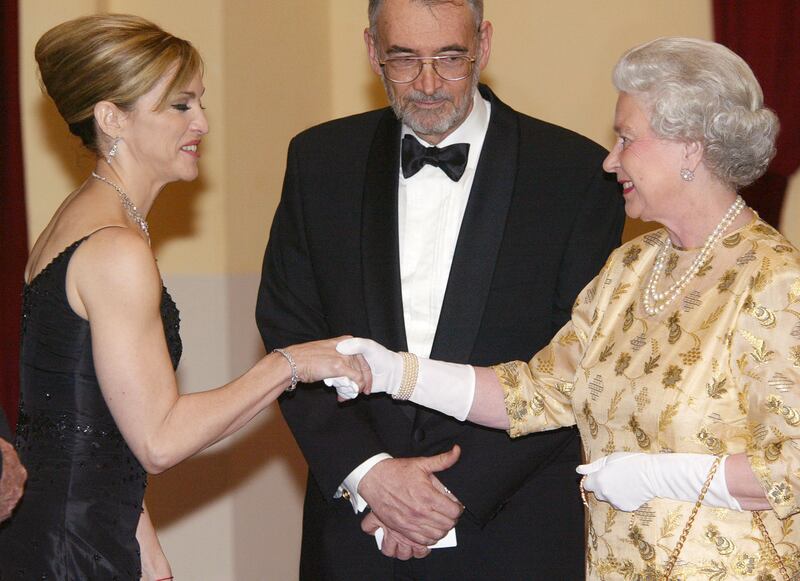 Queen Elizabeth meets pop star Madonna at the world premiere of James Bond movie 'Die Another Day' in London. Getty Images