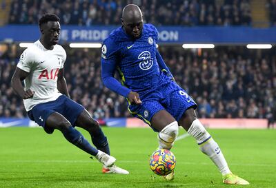 Romelu Lukaku, right, in action for Chelsea against Tottenham in the English Premier League. EPA