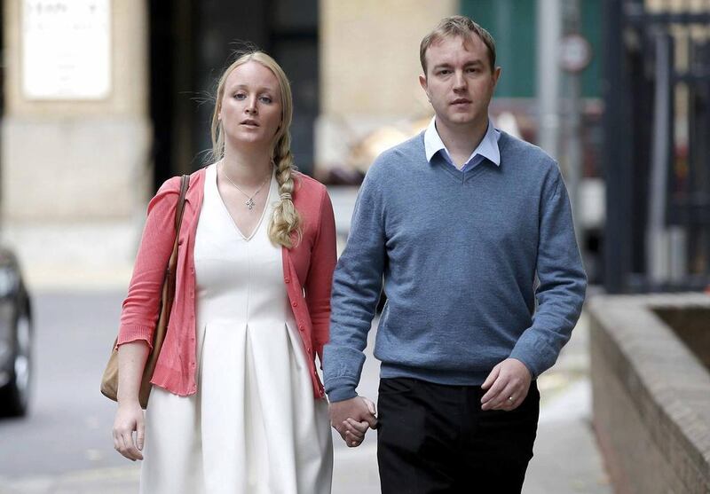 Former trader Tom Hayes and his wife Sarah arrive at Southwark Crown Court in London. Peter Nicholls / Reuters