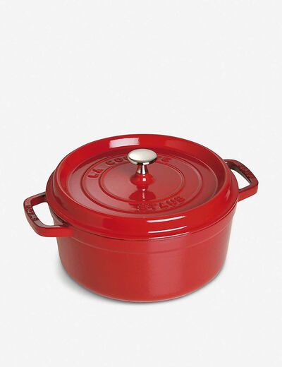 Use a heavy bottom pan, like this one by Staub. Courtesy Staub