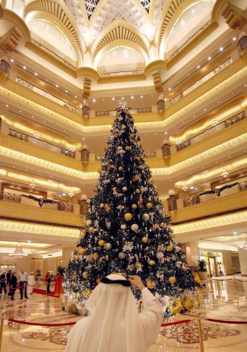 The world’s most expensive Christmas tree: The Christmas tree of Abu Dhabi’s Emirates Palace hotel was valued at over 11 million dollars in December 2010. EPA
