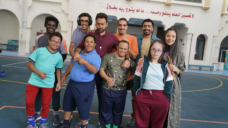 Yassir Al Saggaf and Fatima Al Banawi with their co-stars from 'Champions'