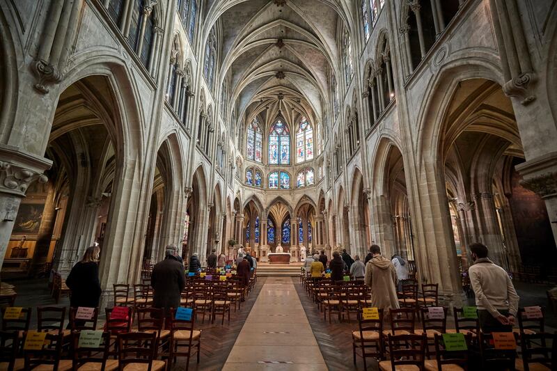 The first service at Saint-Séverin Church in Paris since the easing of restrictions allowing Places to Worship to reopen across France in Paris, France.  Getty Images