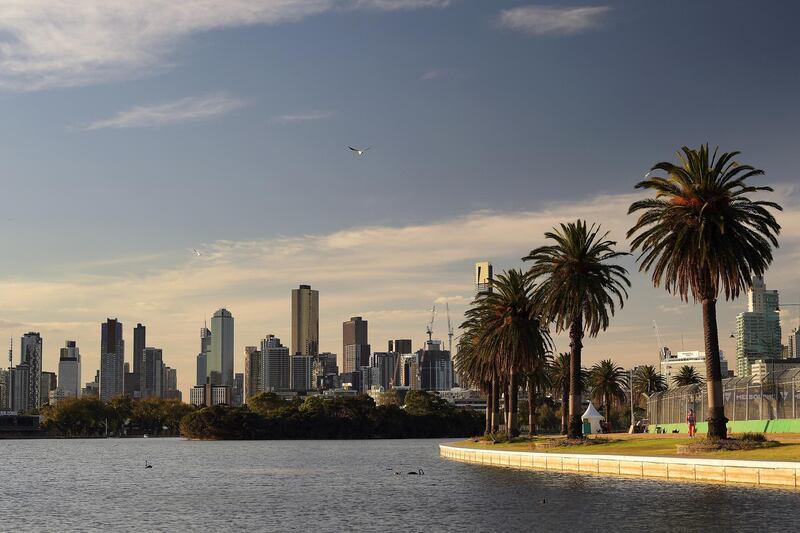 MELBOURNE, AUSTRALIA - MARCH 22:  (EDITORS NOTE: A polarizing filter was used for this image.) The Melbourne city skyline is pictured from Albert Park lake during the Supercars Australian Grand Prix round at Albert Park on March 22, 2018 in Melbourne, Australia.  (Photo by Daniel Kalisz/Getty Images)