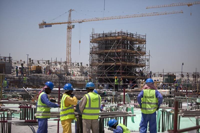 May 12, 2013: a tower begins to rise as construction progresses on the Louvre Abu Dhabi. Silvia Razgova / The National
