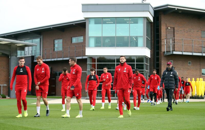 Liverpool squad at training. Reuters
