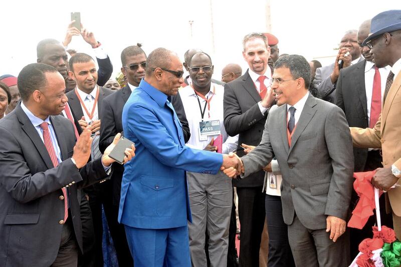 Guinea president Alpha Condé inaugurates the Emirates Global Aluminium’s container terminal at Kamsar. Courtesy EGA