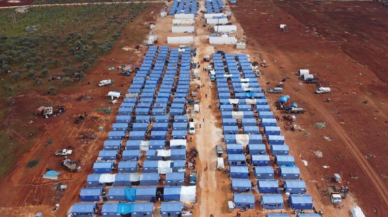 A newly-created camp for internally displaced people near the town of Maarrat Misrin in Syria's Idlib province. AFP