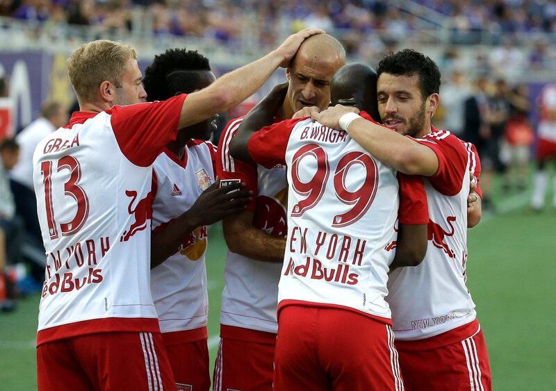 Bradley Wright-Phillips and the New York Red Bulls beat rivals New York City FC 7-0, with the Englishman scoring twice. John Raoux / AP Photo