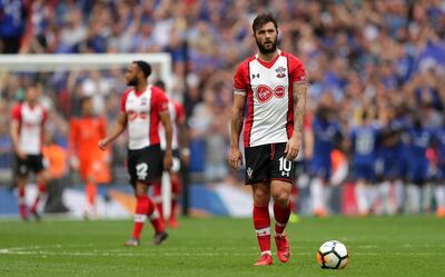 LONDON, ENGLAND - APRIL 22:  Charlie Austin of Southampton looks dejected after the 2nd Chelsea goal during The Emirates FA Cup Semi Final match between Chelsea and Southampton at Wembley Stadium on April 22, 2018 in London, England.  (Photo by Richard Heathcote/Getty Images)