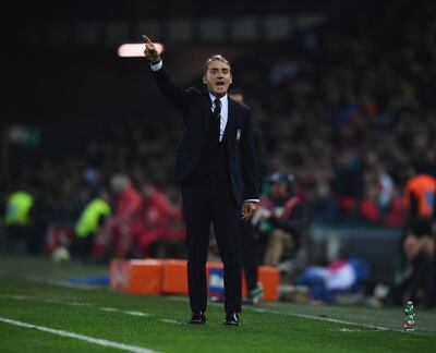 UDINE, ITALY - MARCH 23:  Head coach of Italy Roberto Mancini gestures during the 2020 UEFA European Championships group J qualifying match between Italy and Finland at Stadio Friuli on March 23, 2019 in Udine, Italy.  (Photo by Claudio Villa/Getty Images)