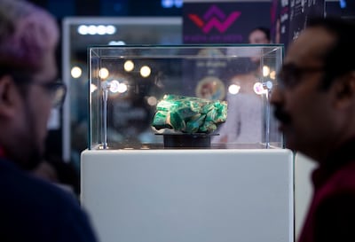 The uncut Prince of Kafubu emerald has an estimated value of $2 million. Leslie Pableo / The National