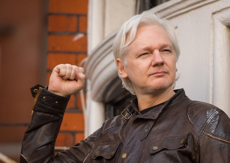 Julian Assange during his time inside the Ecuadorean Embassy in London. PA