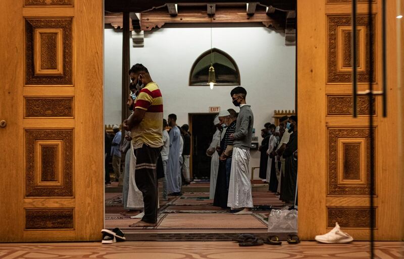 Worshippers offer taraweeh prayers at a mosque in Johannesburg, South Africa. AP Photo