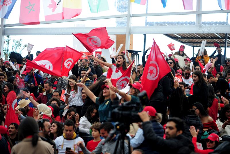 Tunisia fans watch the match in Tunis. AP