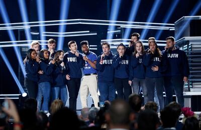 2018 Billboard Music Awards – Show – Las Vegas, Nevada, U.S., 20/05/2018 – Khalid performs "Youth" with the Marjory Stoneman Douglas High School choir. REUTERS/Mario Anzuoni