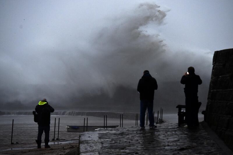 Storm Ciara arrives with waves hitting the Cobb in Lyme Regis, United Kingdom. Getty Images
