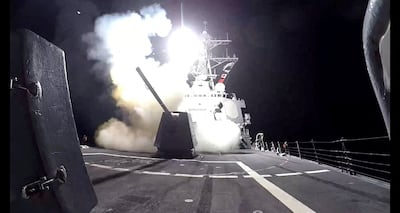 A Tomahawk land attack missile is launched from US guided missile destroyer USS Gravely against Houthi targets. Reuters