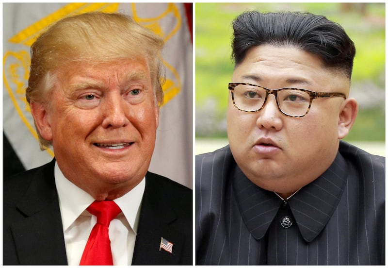 A combination photo shows U.S. President Donald Trump in New York, U.S. September 21, 2017 and North Korean leader Kim Jong Un in this undated photo released by North Korea's Korean Central News Agency (KCNA) in Pyongyang, September 4, 2017.  REUTERS/Kevin Lamarque, KCNA/Handout via REUTERS/File Photos