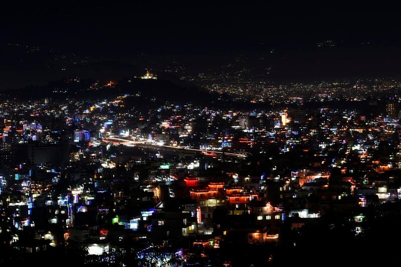 A general view shows the Kathmandu valley on the eve of Laxmi Puja during a Tihar, which is the local name for Diwali.  AFP