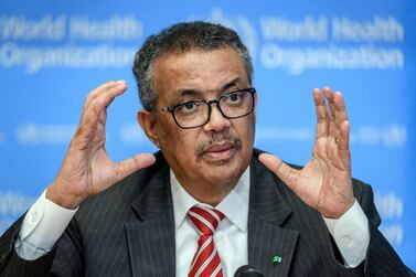 World Health Organisation Director General Tedros Adhanom Ghebreyesus speaking at WHO headquarters in Geneva on March 11, 2020.  AFP