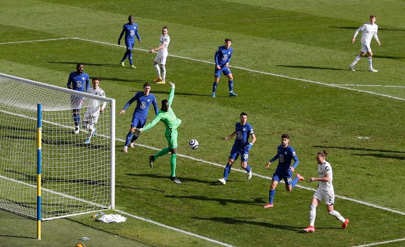 Chelsea's Edouard Mendy during the match against Leeds United on Saturday. Reuters