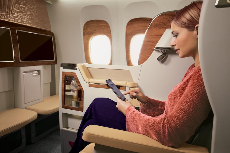 Emirates passengers will be able to connect to Wi-Fi and watch live TV over the North Pole by 2022. Courtesy Emirates 