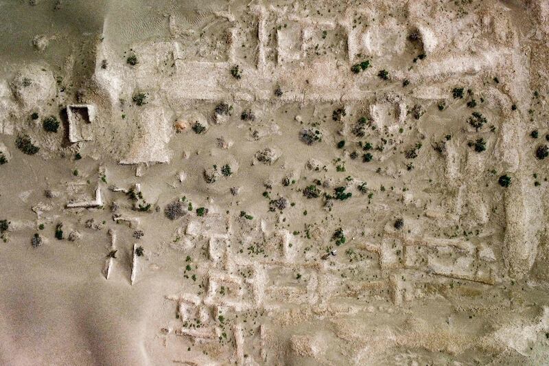 An ancient structure at the endangered Umm Al Aqarib archaeological site in Iraq seen from the air. All photos: AFP