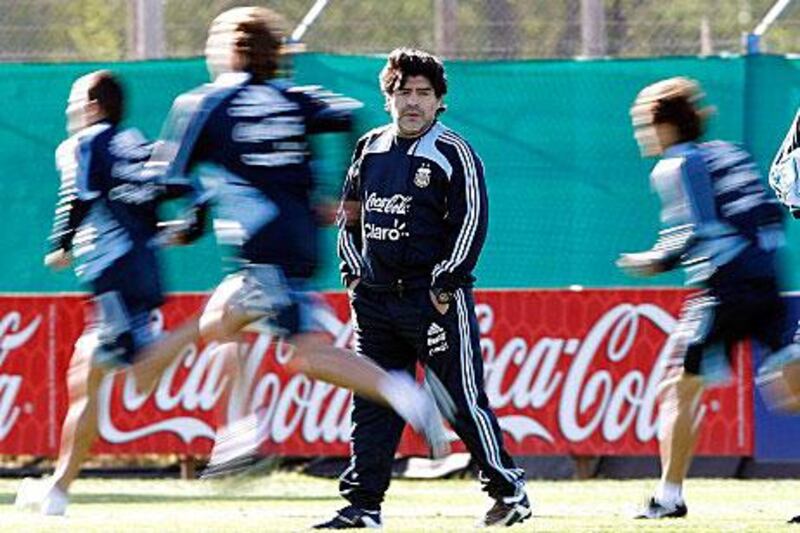 It will be weeks before Diego Maradona is on the training field with his Al Wasl players.