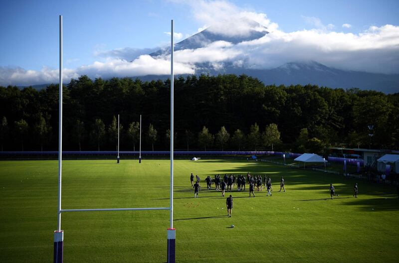 France's players attend a training session at the Fuji Hokuroku Park in Fujiyoshida. AFP