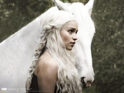 Emilia Clarke as Daenerys Targaryen.